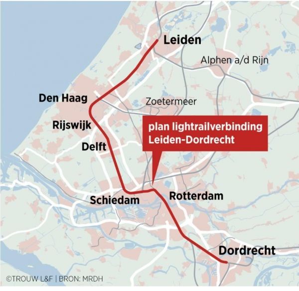 Miljard voor snelle lightrailverbinding. Horizon op 2040 en 400.000 inwoners van de Randstad verder